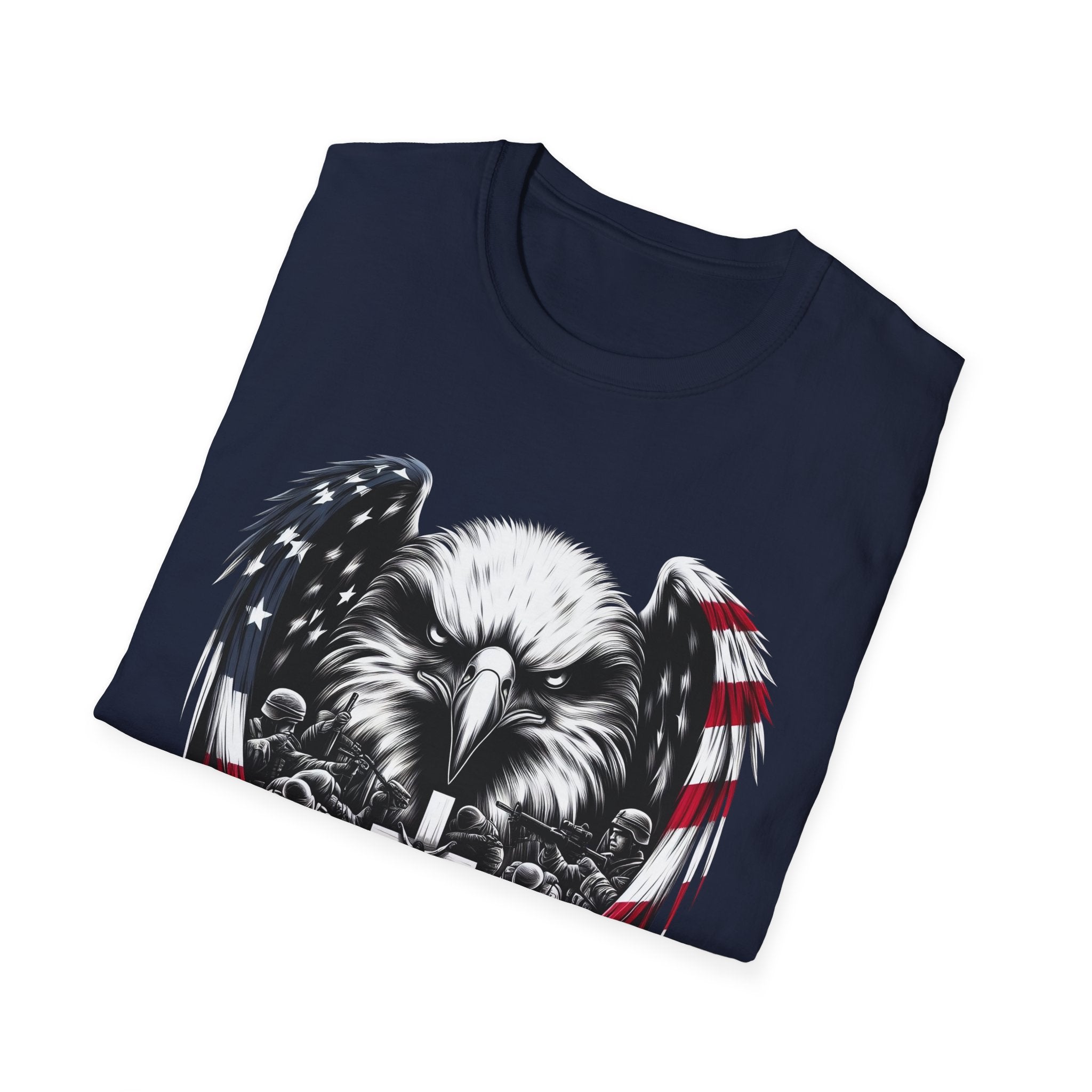 Patriotic Eagle T-Shirt, Unisex Softstyle Tee, 4th of July, Veteran's Day Gift, Americana Apparel, Casual Wear