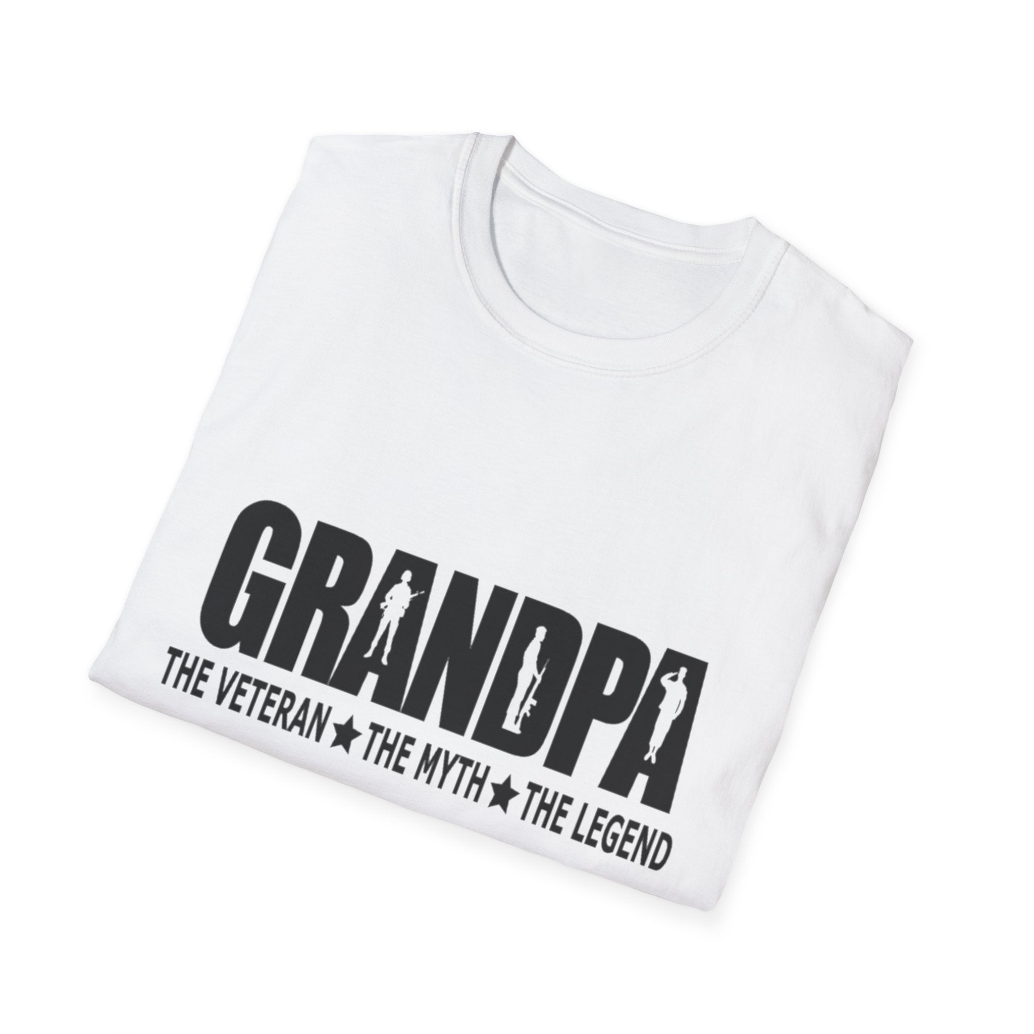 Grandpa The Veteran Myth Legend T-Shirt | Gift for Father's Day, Birthday, Casual Wear, Grandparent's Day, Softstyle Tee
