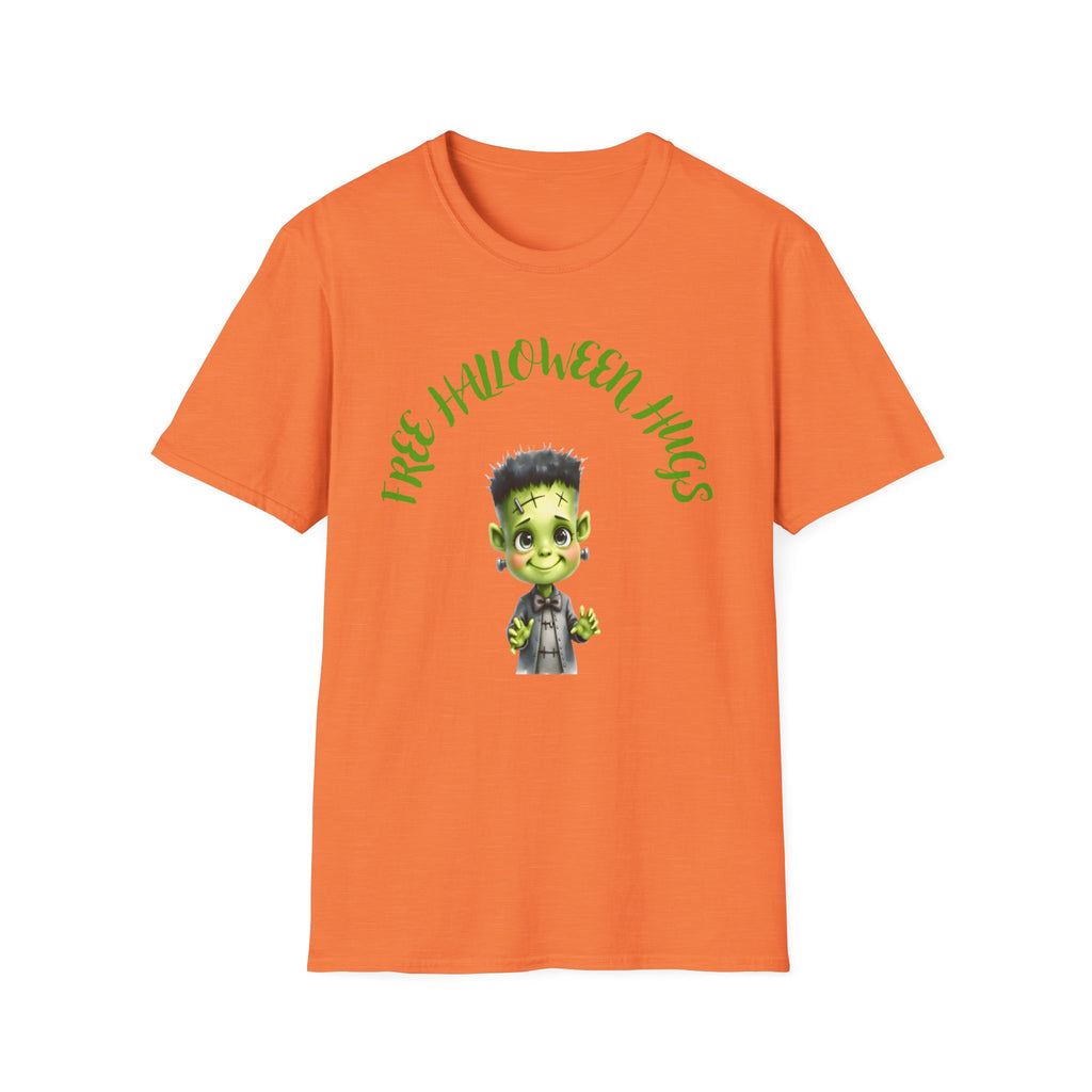 Halloween T-Shirt, Cute Frankenstein Design, Festive Apparel, Gifts for Kids & Adults, Spooky Season Outfit, Unisex Softstyle Tee