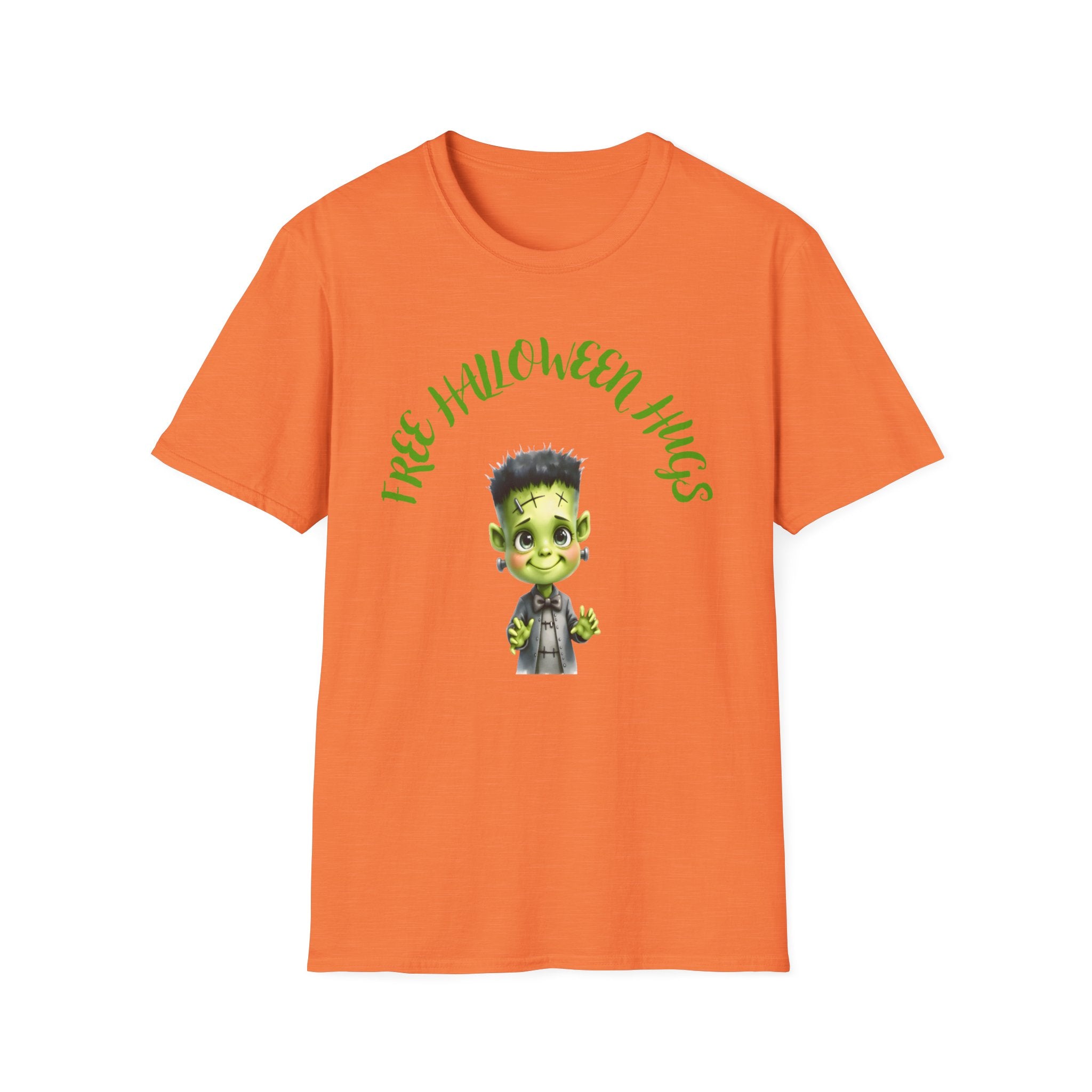 Halloween T-Shirt, Cute Frankenstein Design, Festive Apparel, Gifts for Kids & Adults, Spooky Season Outfit, Unisex Softstyle Tee