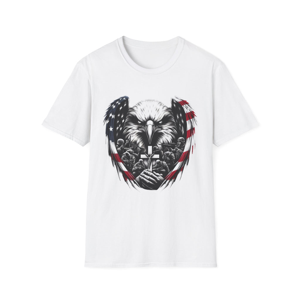 Patriotic Eagle T-Shirt, Unisex Softstyle Tee, 4th of July, Veteran's Day Gift, Americana Apparel, Casual Wear