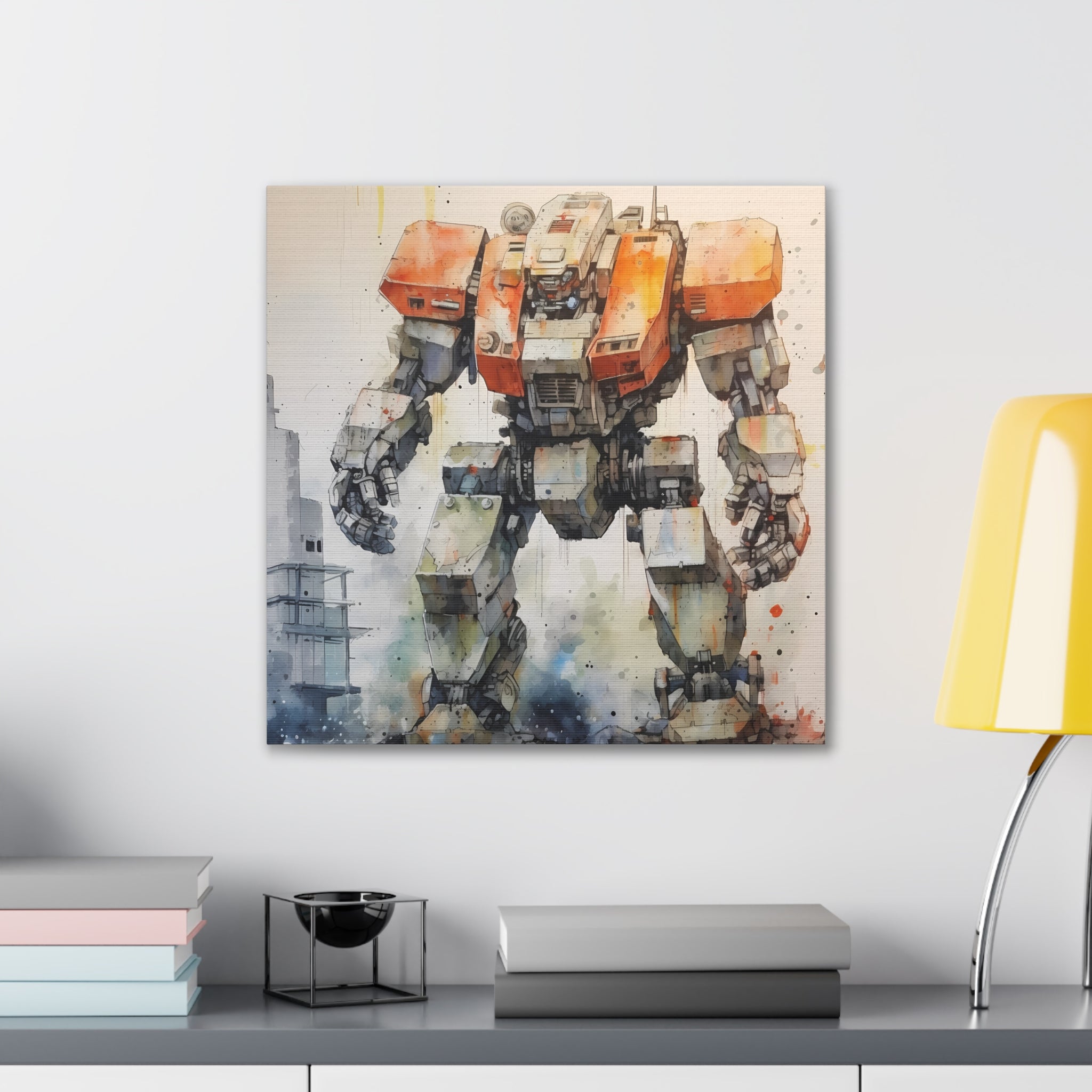 Mecha Wall Art Canvas, Robot Art Print, Geek Decor, Sci-Fi Wall Art, Gift for Gamers, Unique Home Decor
