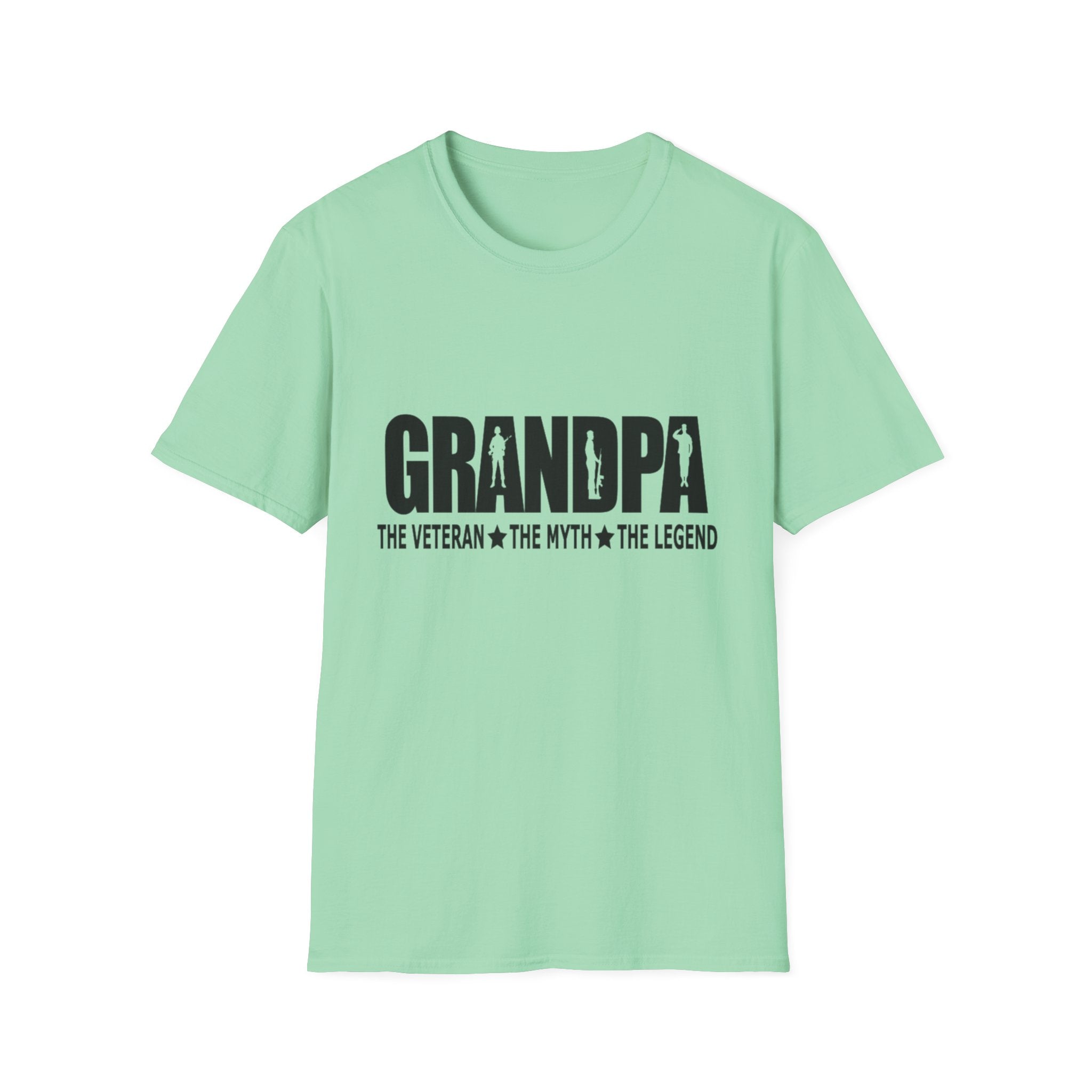 Grandpa The Veteran Myth Legend T-Shirt | Gift for Father's Day, Birthday, Casual Wear, Grandparent's Day, Softstyle Tee