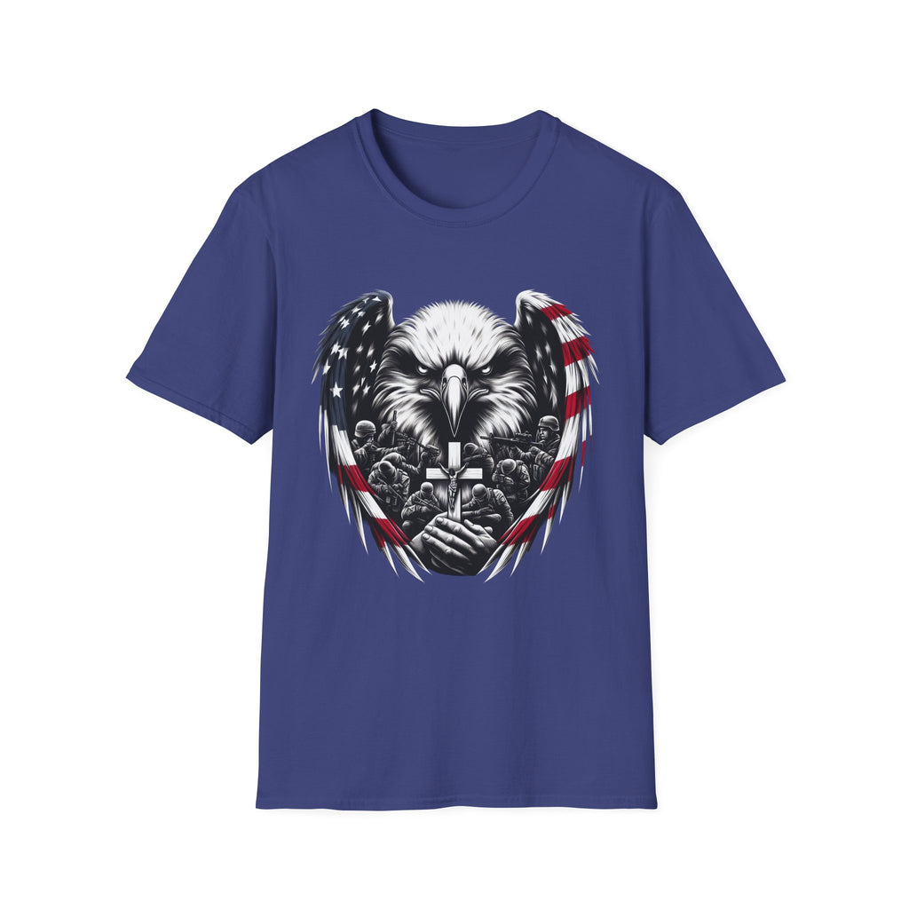 Patriotic Eagle T-Shirt, Unisex Softstyle Tee, 4th of July, Veteran's Day Gift, Americana Apparel, Casual Wear