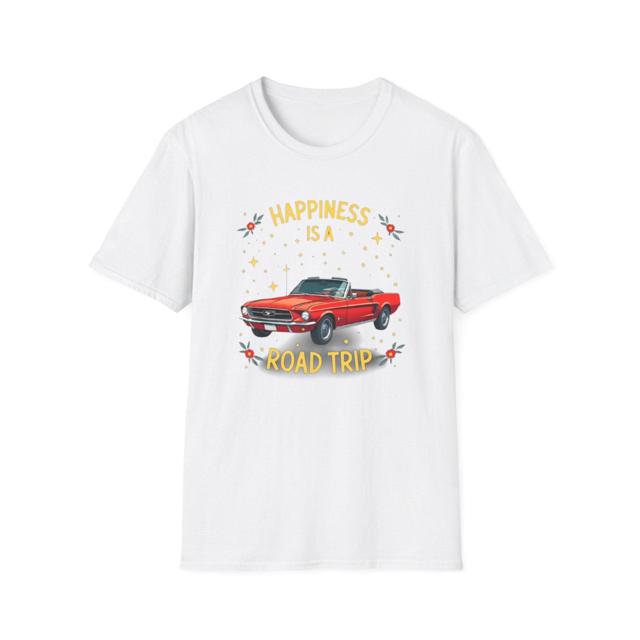 Retro Road Trip Unisex Softstyle T-Shirt - Happiness is a Road Trip Tee, Summer Adventure Shirt, Car Lovers Gift, Vacation Wear, [...]