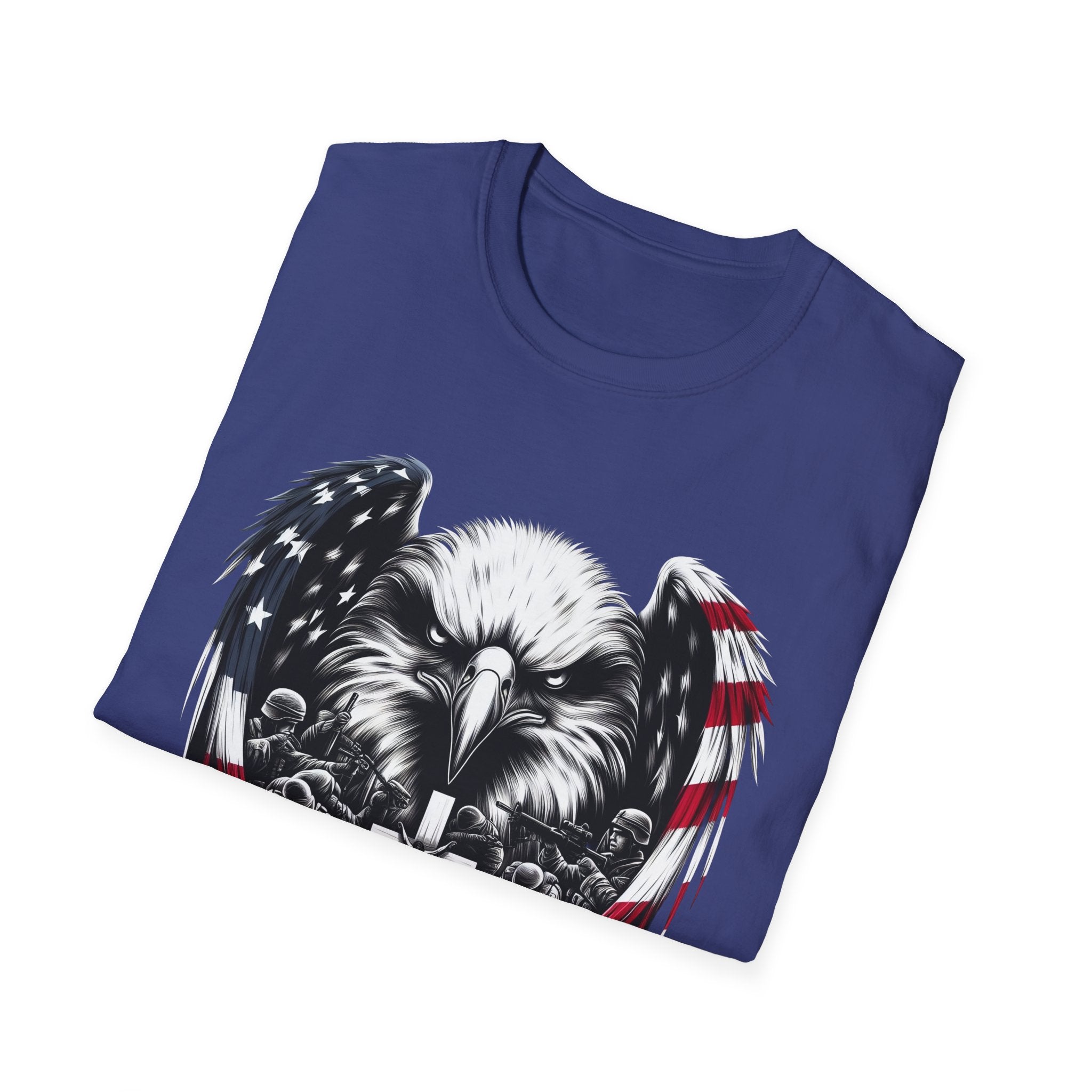 Patriotic Eagle T-Shirt, Unisex Softstyle Tee, 4th of July, Veteran's Day Gift, Americana Apparel, Casual Wear