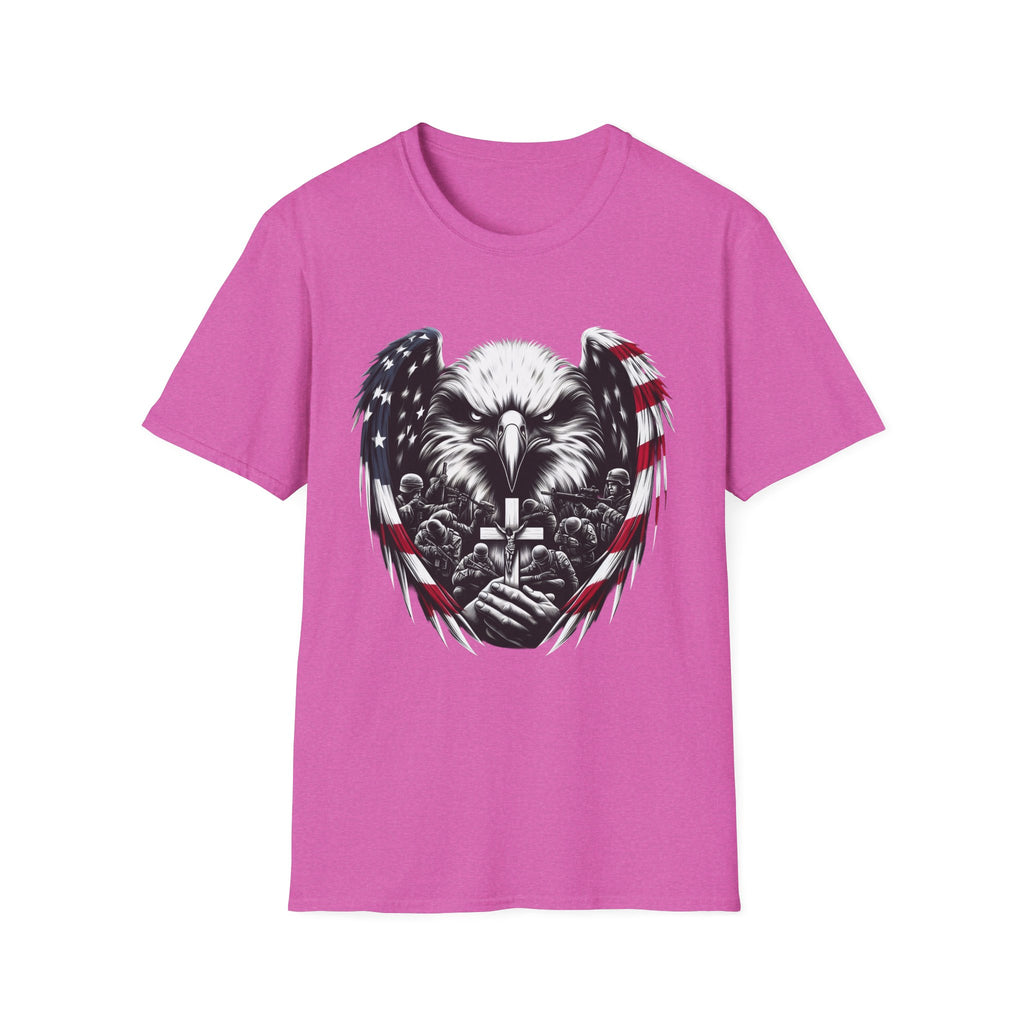 Patriotic Eagle T-Shirt, Unisex Softstyle Tee, 4th of July, Veteran's Day Gift, Americana Apparel, Casual Wear