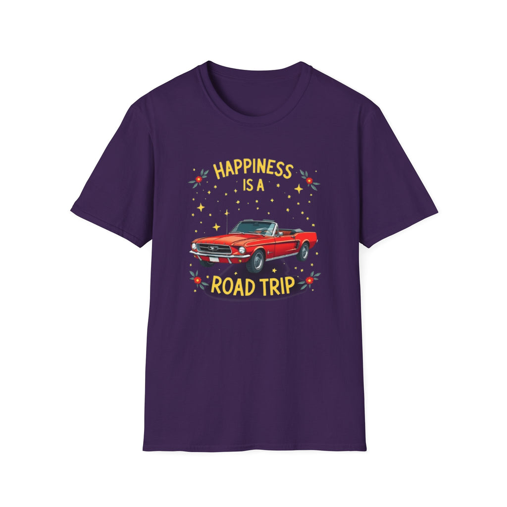 Retro Road Trip Unisex Softstyle T-Shirt - Happiness is a Road Trip Tee, Summer Adventure Shirt, Car Lovers Gift, Vacation Wear, [...]