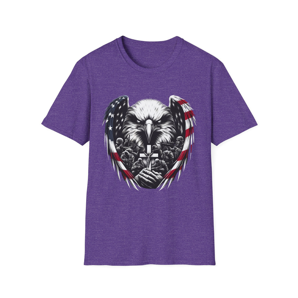 Patriotic Eagle T-Shirt, Unisex Softstyle Tee, 4th of July, Veteran's Day Gift, Americana Apparel, Casual Wear