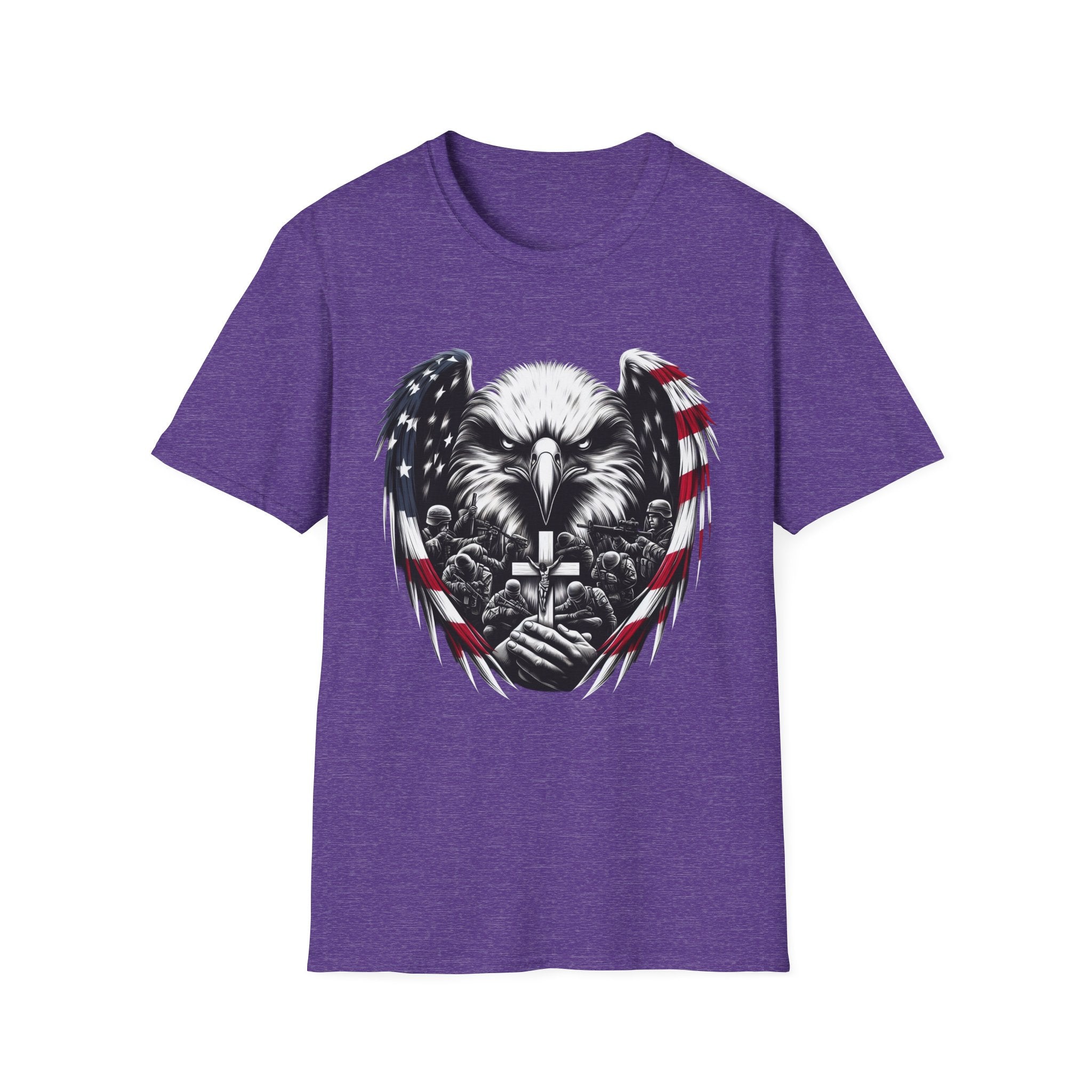 Patriotic Eagle T-Shirt, Unisex Softstyle Tee, 4th of July, Veteran's Day Gift, Americana Apparel, Casual Wear
