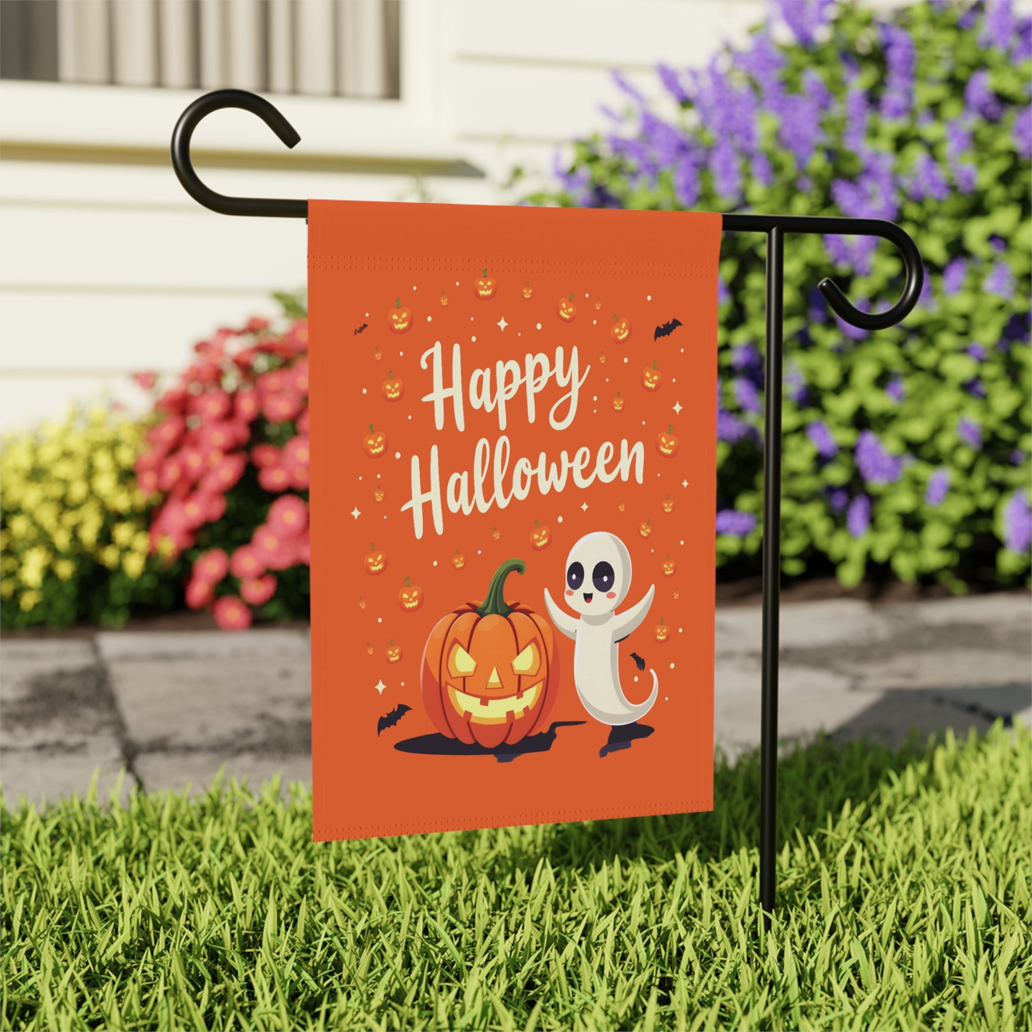 Halloween Garden Banner, Fall Decor, Halloween Decorations, Outdoor Halloween Signage, Trick or Treat Yard Decor, Pumpkin Ghost Banner