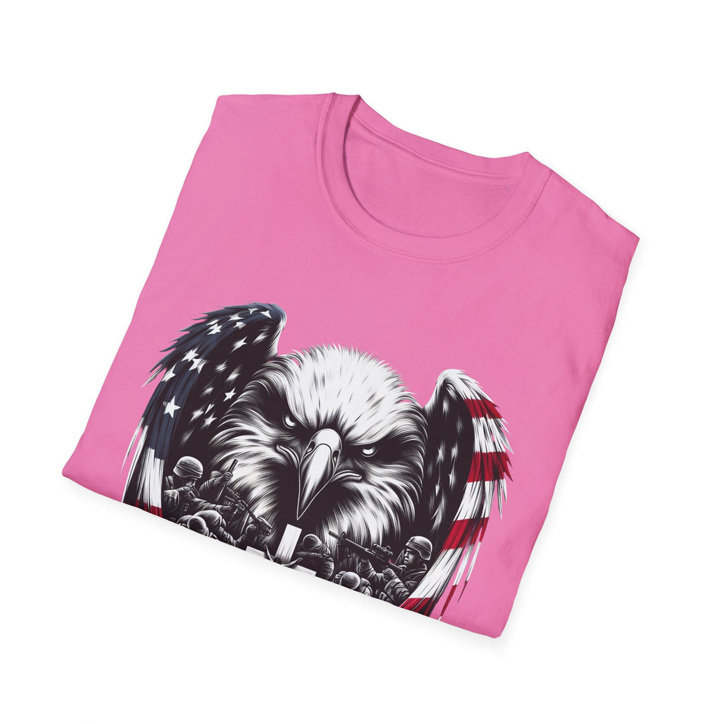 Patriotic Eagle T-Shirt, Unisex Softstyle Tee, 4th of July, Veteran's Day Gift, Americana Apparel, Casual Wear