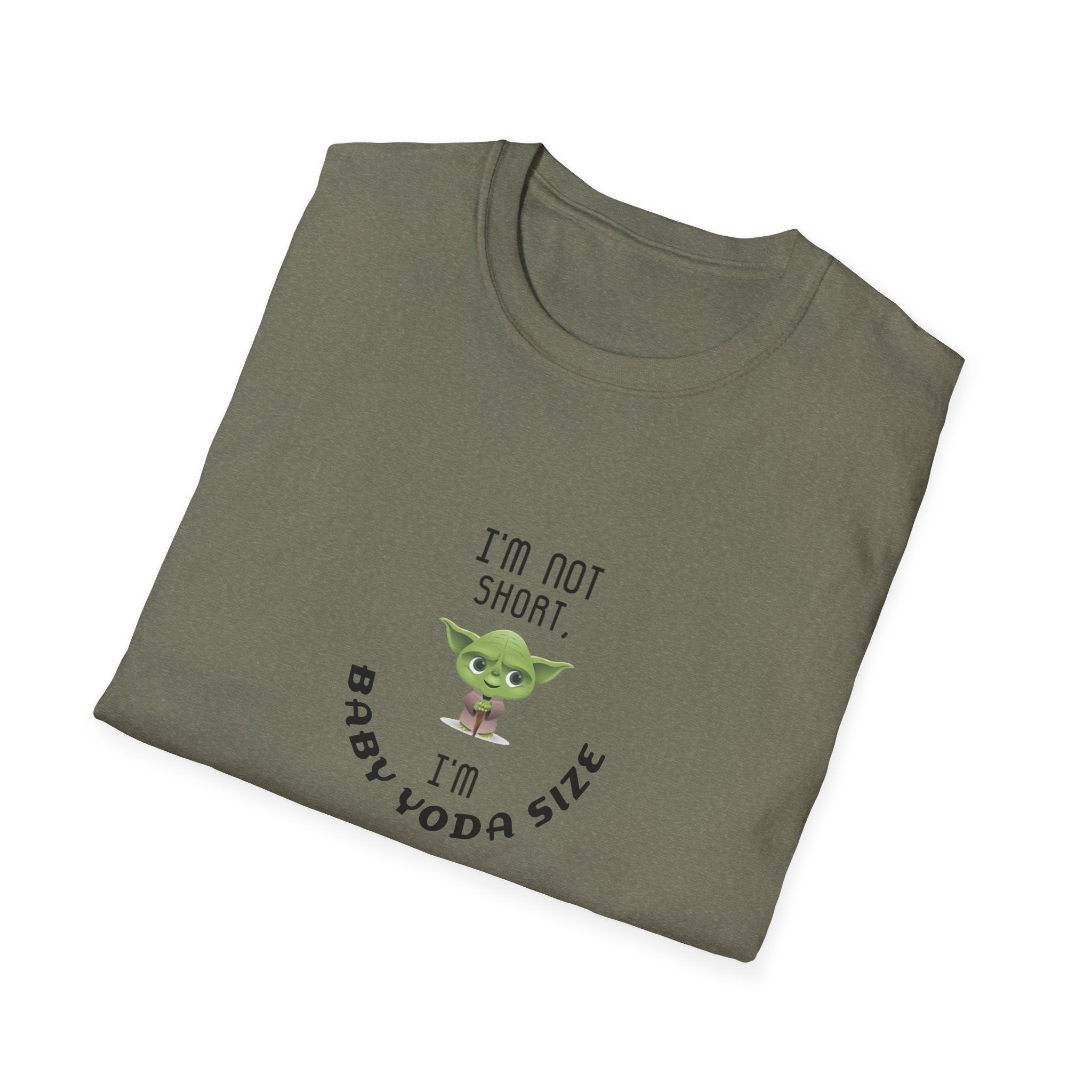 Baby Yoda T-Shirt — "I’m Not Short, I’m Baby Yoda Size" Cute Star Wars Dad Joke Tee