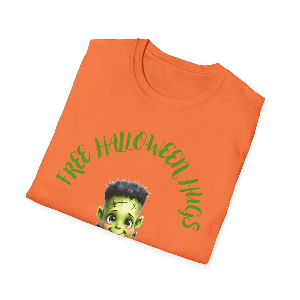 Halloween T-Shirt, Cute Frankenstein Design, Festive Apparel, Gifts for Kids & Adults, Spooky Season Outfit, Unisex Softstyle Tee