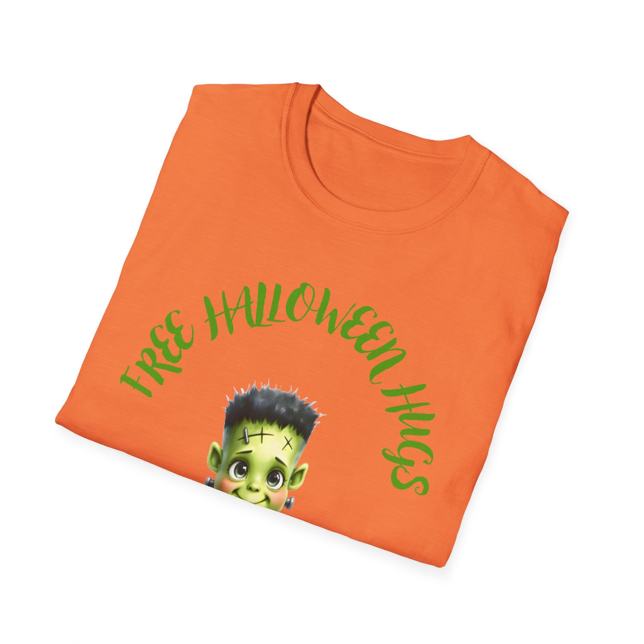 Halloween T-Shirt, Cute Frankenstein Design, Festive Apparel, Gifts for Kids & Adults, Spooky Season Outfit, Unisex Softstyle Tee