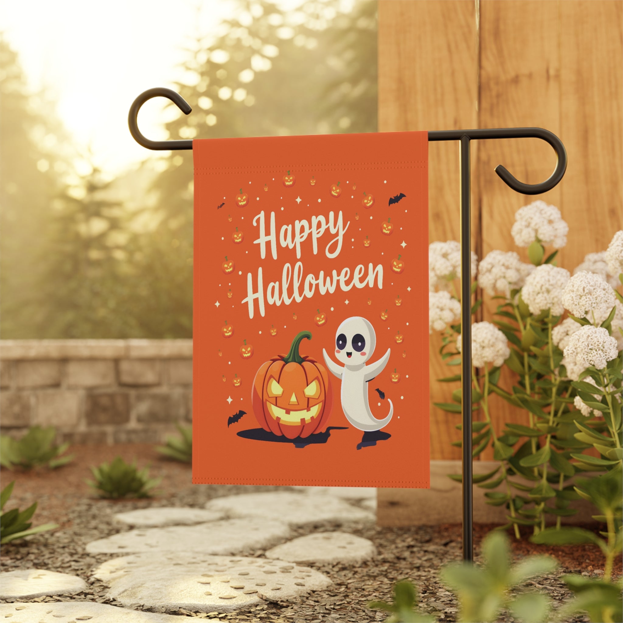 Halloween Garden Banner, Fall Decor, Halloween Decorations, Outdoor Halloween Signage, Trick or Treat Yard Decor, Pumpkin Ghost Banner
