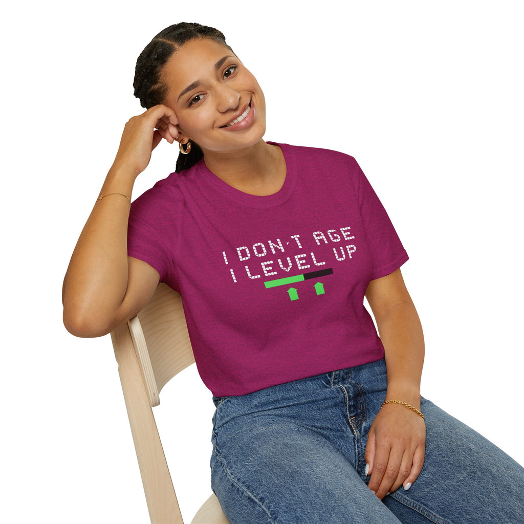 I Don't Age, I Level Up Unisex T-Shirt, Gaming Shirt, Birthday Gift, Casual Tee, Retro Style, Funny Graphic Tee