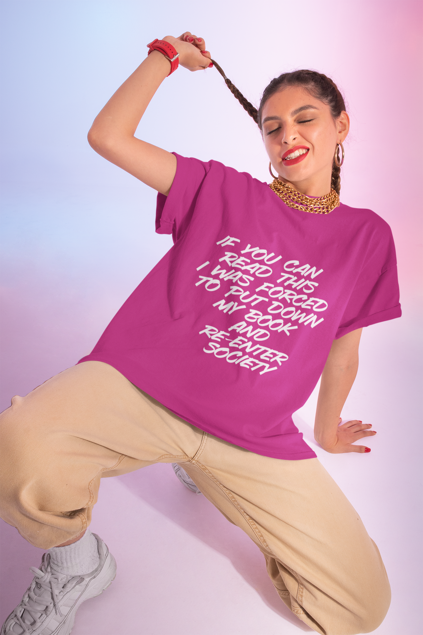 Forced to Re-Enter Society Unisex Softstyle T-Shirt, book