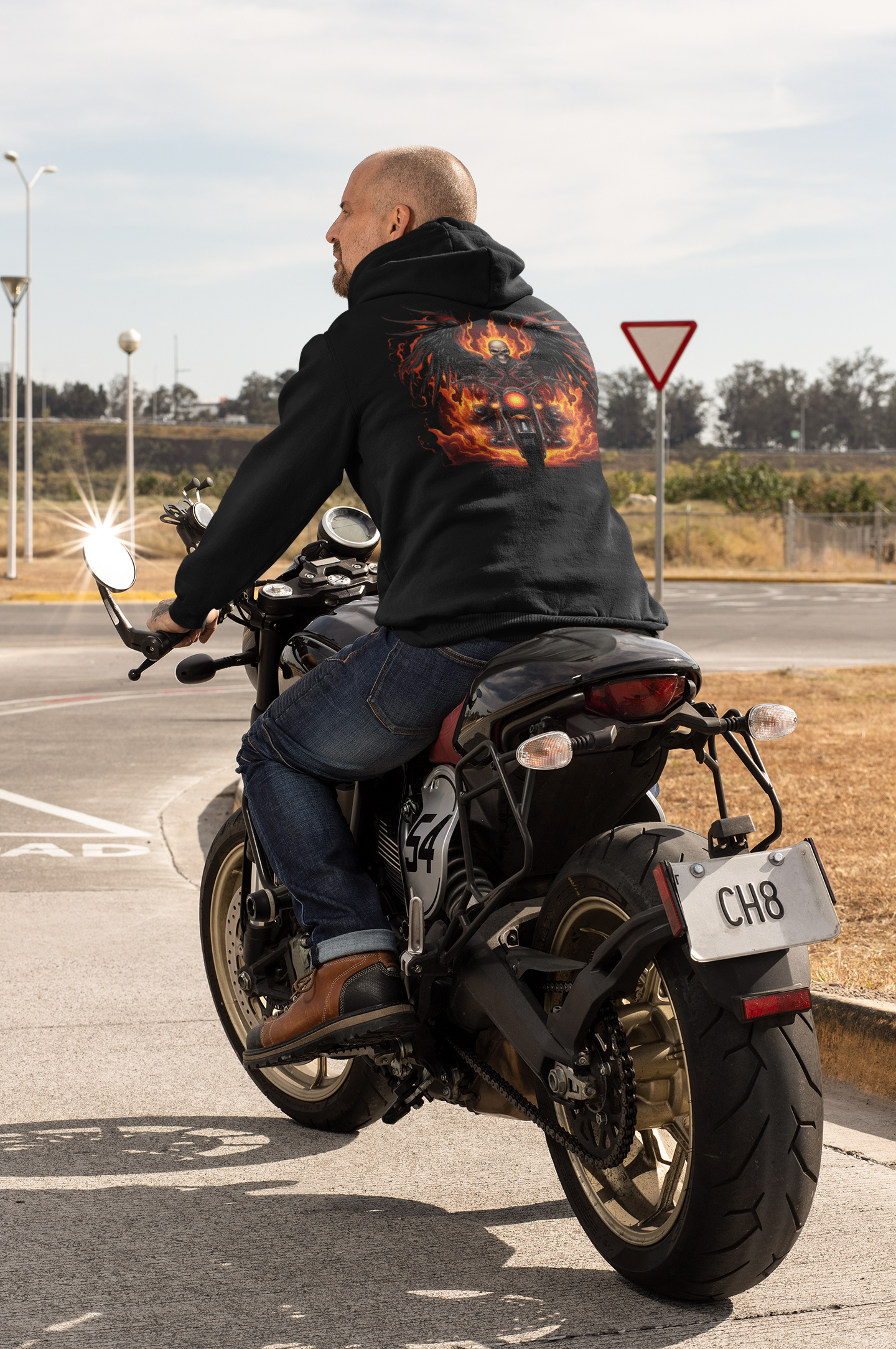 Biker Fire Motorcycle Spirit Unisex Hoodie
