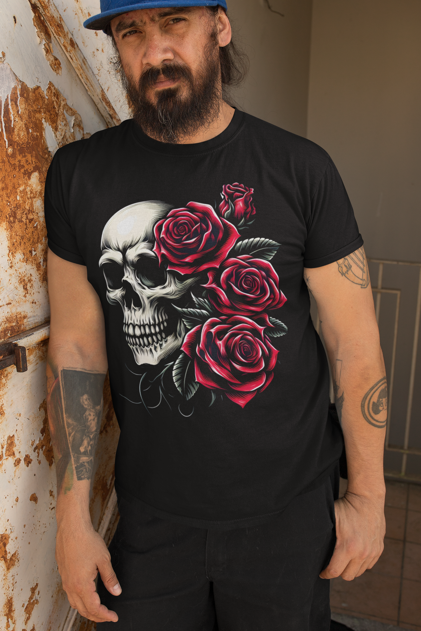 Skull and Roses Unisex T-Shirt | Edgy Graphic Tee for Alternative Style