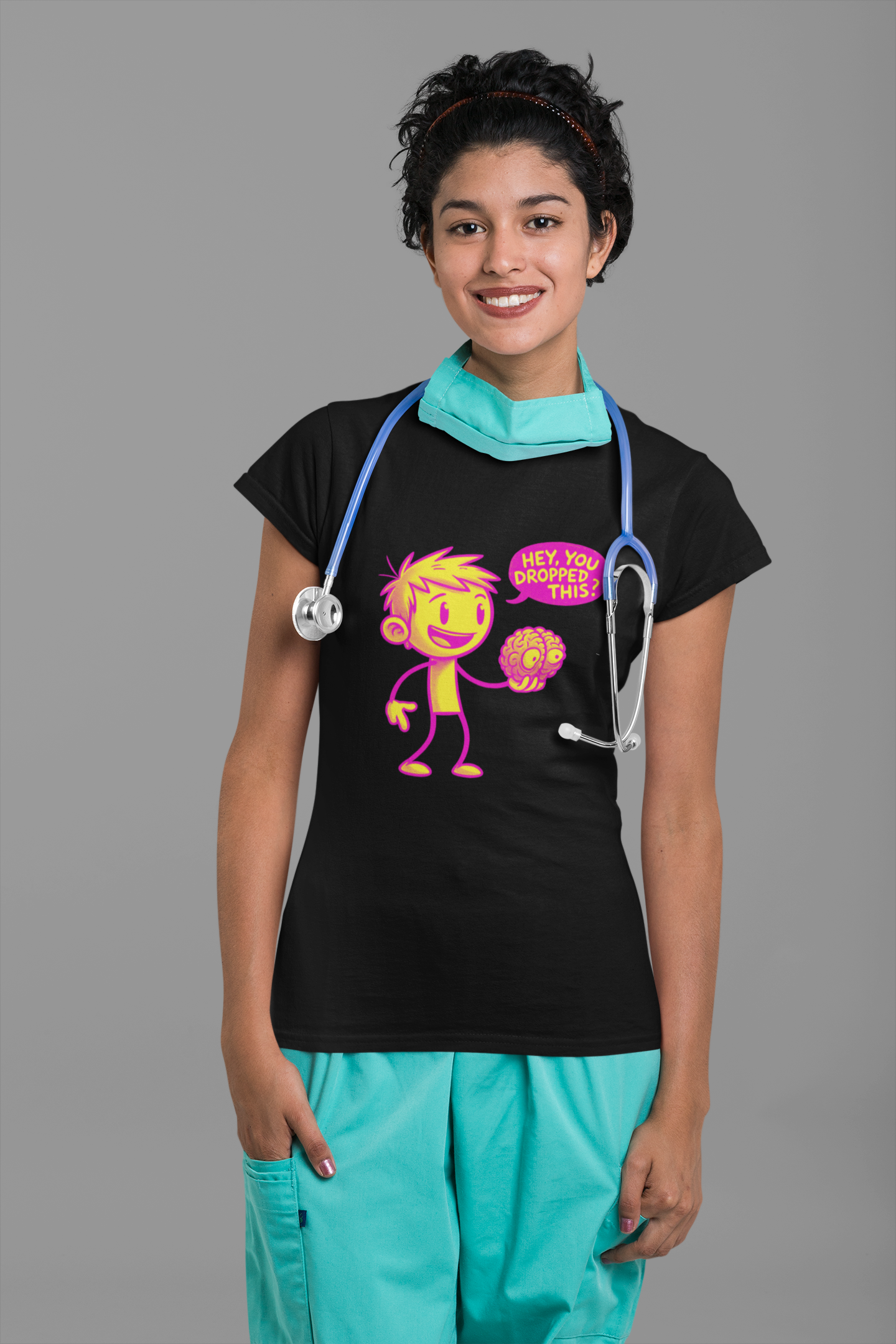 Hey, You Dropped This Brain T-Shirt — Cute Retro Cartoon Graphic Tee