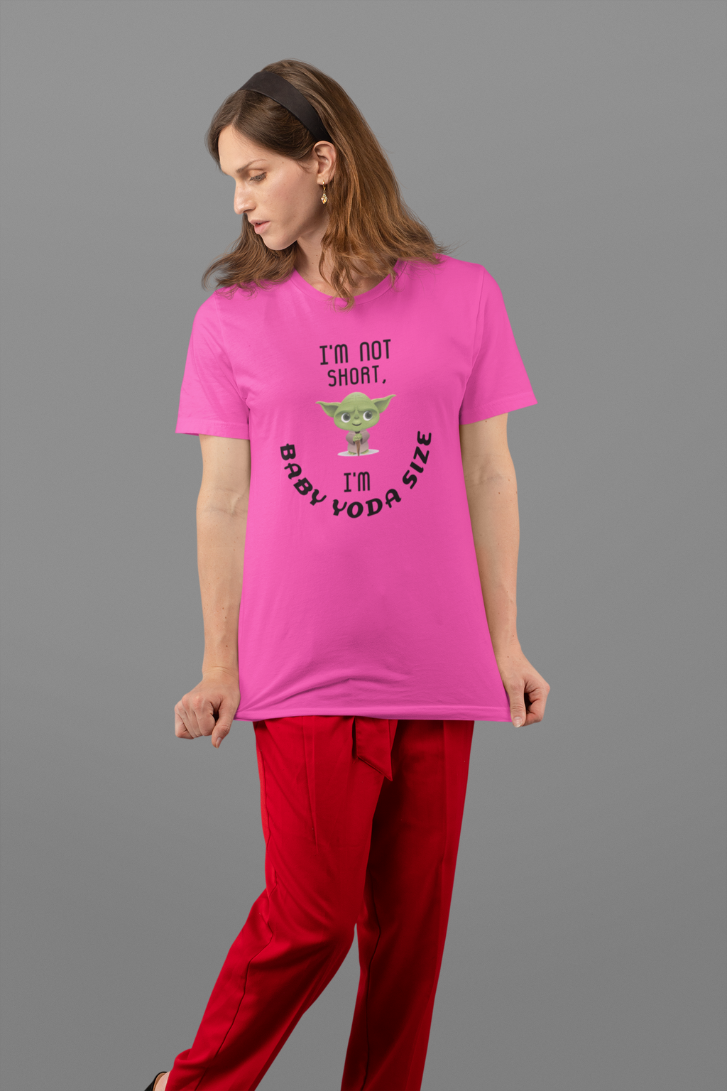 Baby Yoda T-Shirt — "I’m Not Short, I’m Baby Yoda Size" Cute Star Wars Dad Joke Tee