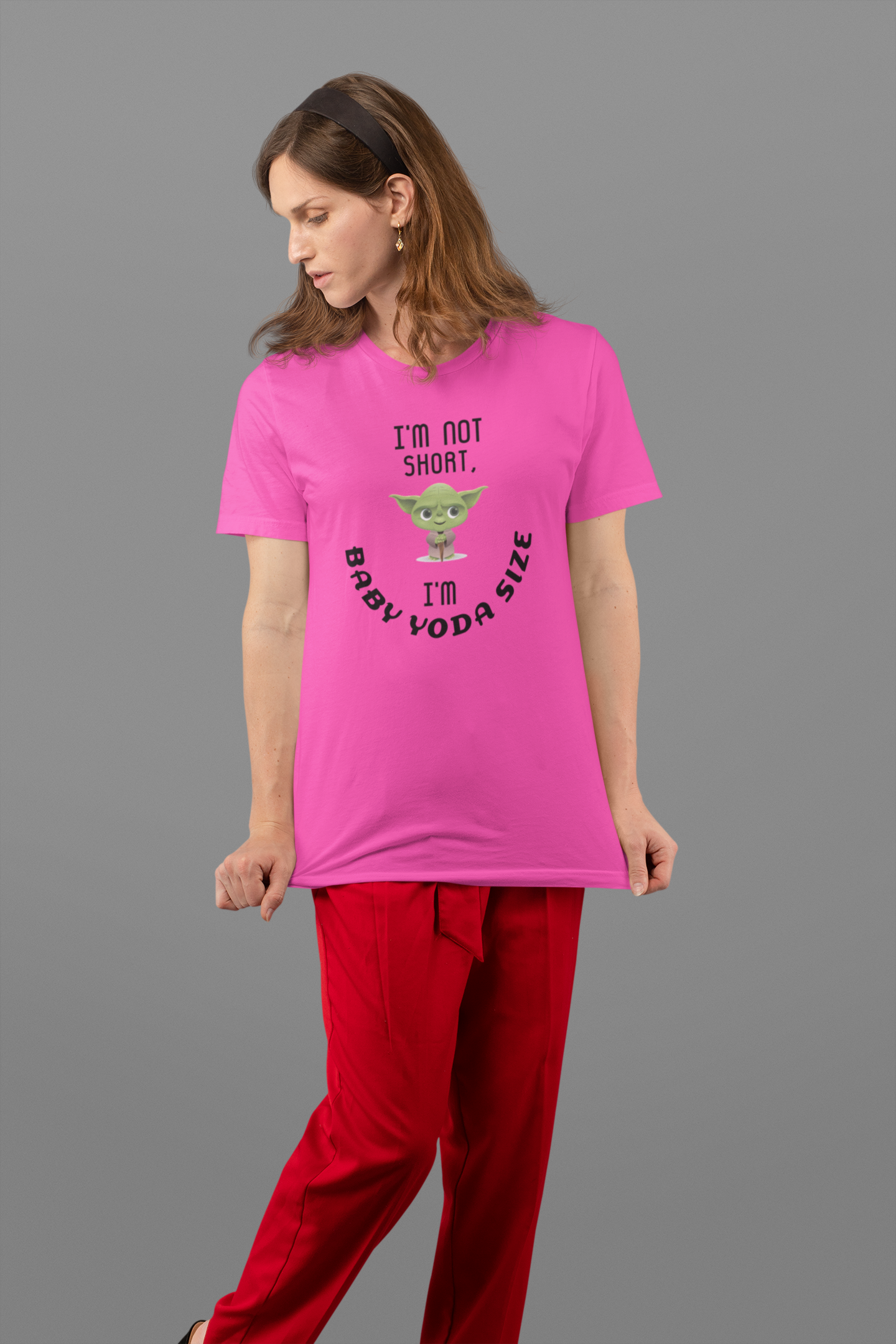 Baby Yoda T-Shirt — "I’m Not Short, I’m Baby Yoda Size" Cute Star Wars Dad Joke Tee