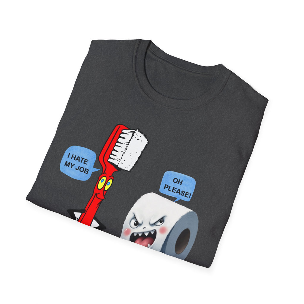 I Hate My Job, Funny Toothbrush T-Shirt, Quirky Humor Tee for Dental Lovers, Ideal Gift for Birthdays, Halloween, Cleaning Enthusiasts