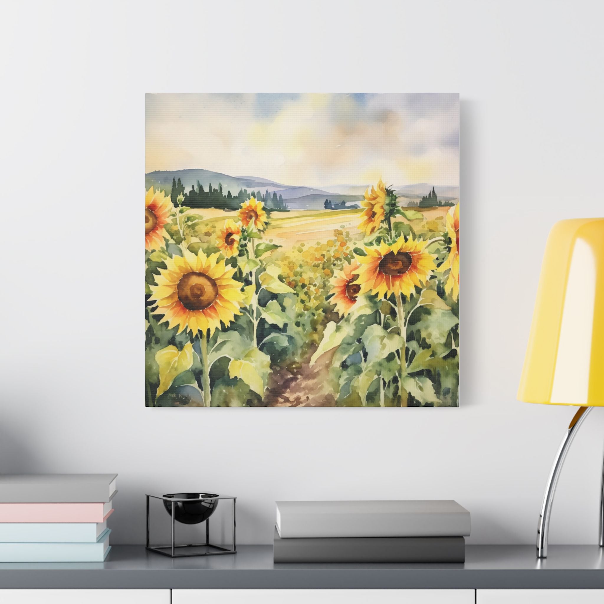 Golden Serenity Canvas Art Print, Wall Decor, Home Decoration, Gift for Nature Lovers, Floral Artwork, Boho Style