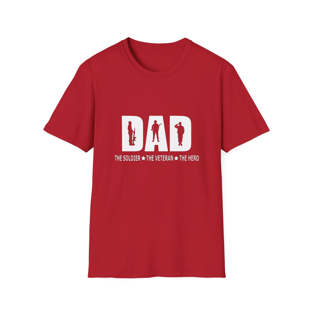Dad Hero Unisex T-Shirt, Softstyle Apparel for Father's Day, Veteran Recognition, Family Events, Casual Wear