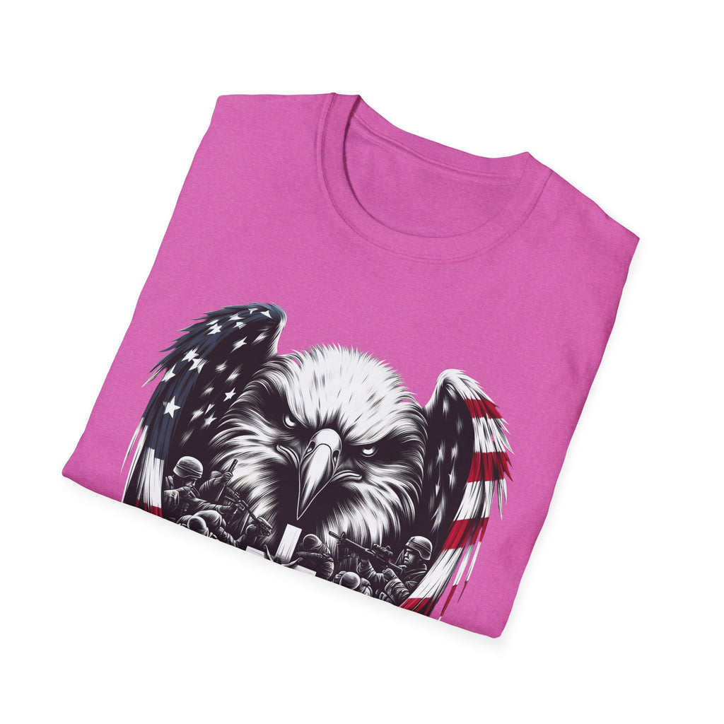Patriotic Eagle T-Shirt, Unisex Softstyle Tee, 4th of July, Veteran's Day Gift, Americana Apparel, Casual Wear