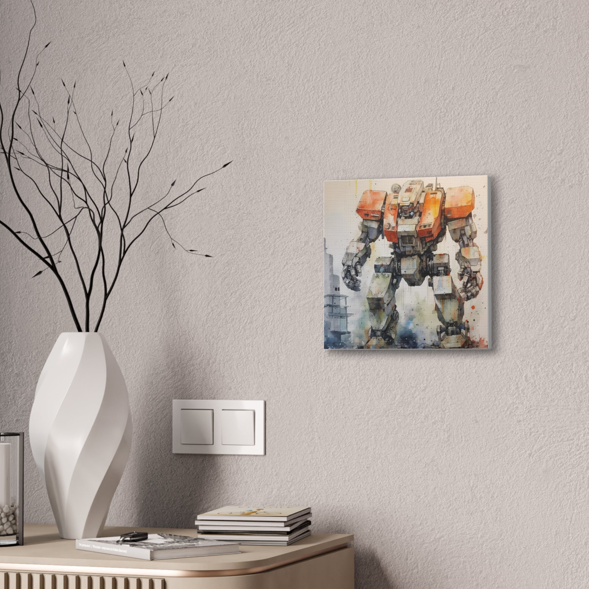 Mecha Wall Art Canvas, Robot Art Print, Geek Decor, Sci-Fi Wall Art, Gift for Gamers, Unique Home Decor