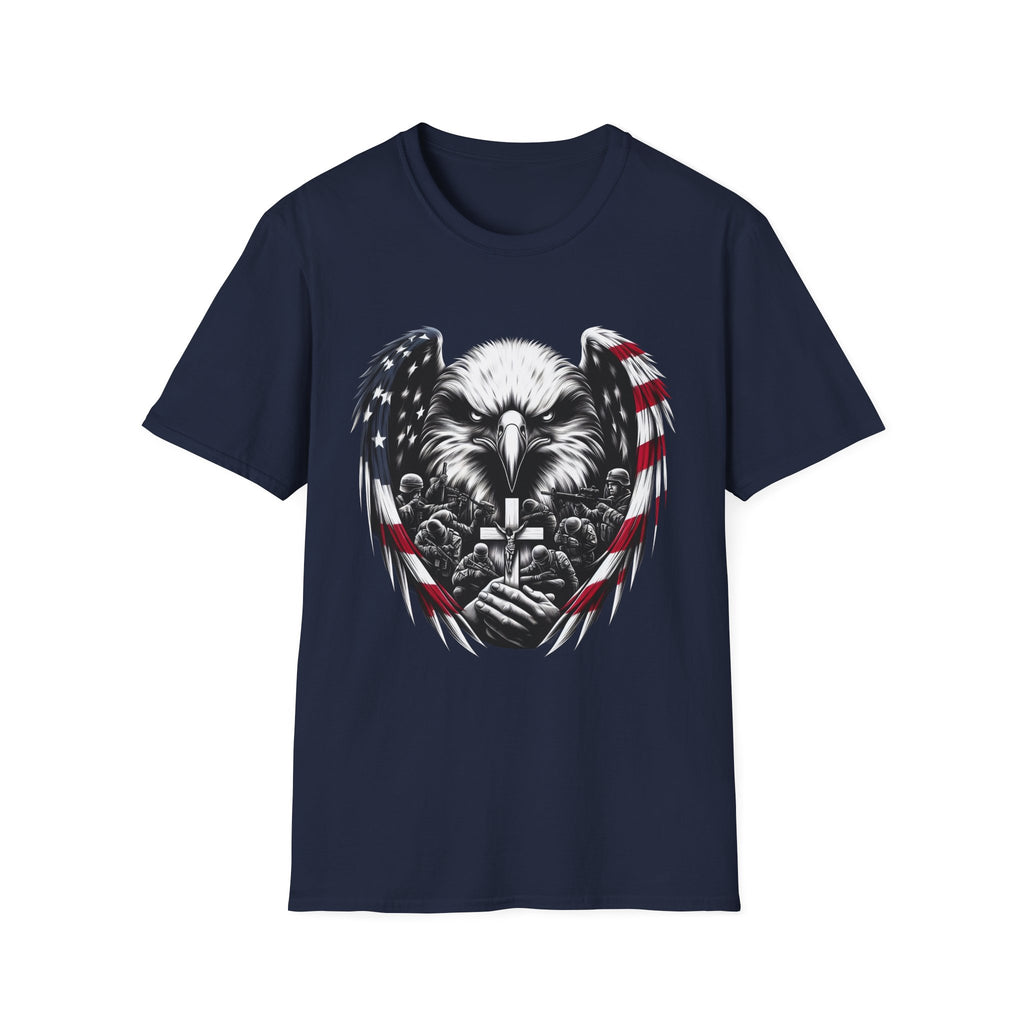 Patriotic Eagle T-Shirt, Unisex Softstyle Tee, 4th of July, Veteran's Day Gift, Americana Apparel, Casual Wear