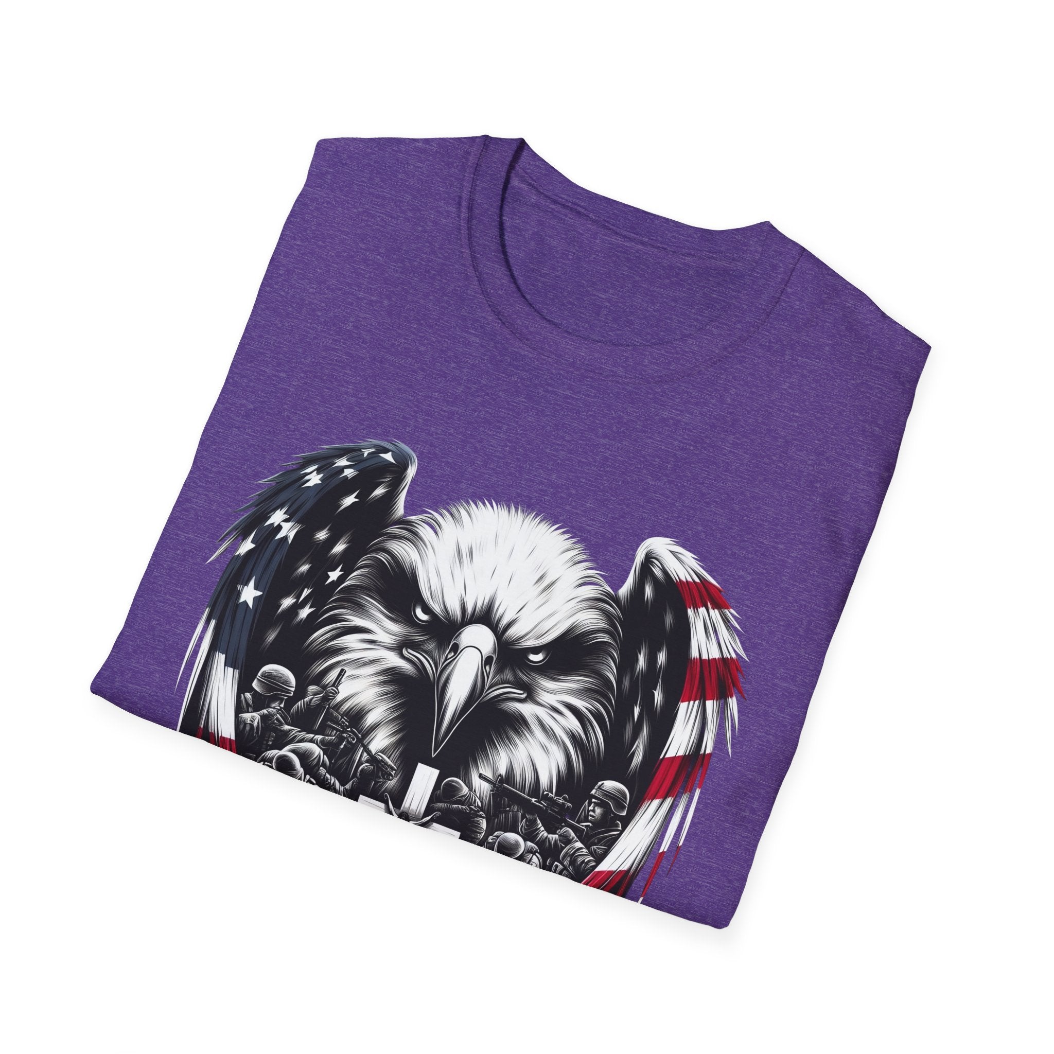 Patriotic Eagle T-Shirt, Unisex Softstyle Tee, 4th of July, Veteran's Day Gift, Americana Apparel, Casual Wear