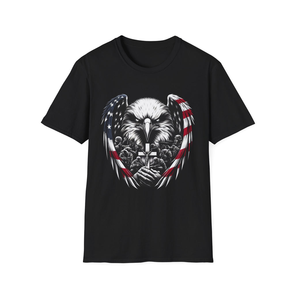 Patriotic Eagle T-Shirt, Unisex Softstyle Tee, 4th of July, Veteran's Day Gift, Americana Apparel, Casual Wear