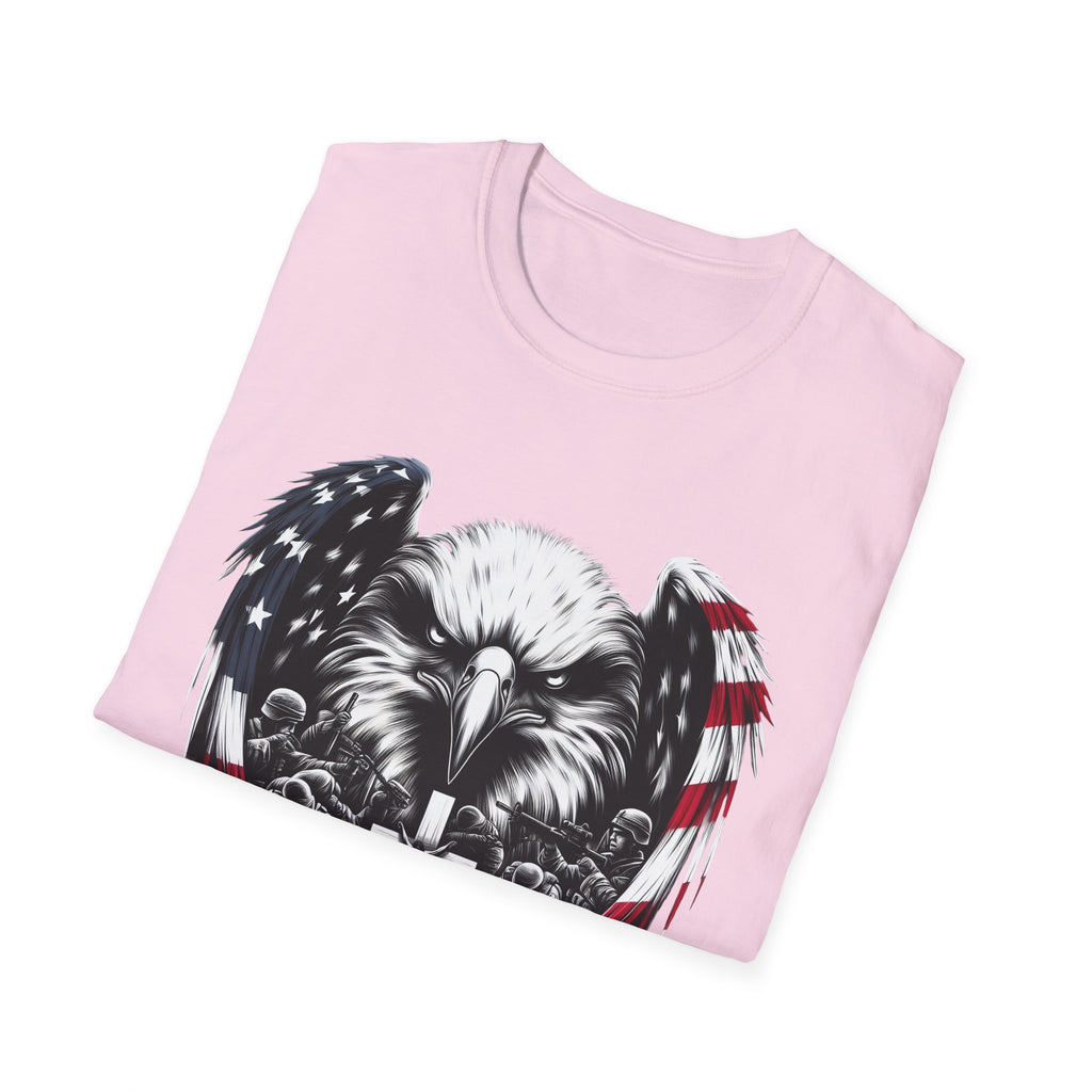 Patriotic Eagle T-Shirt, Unisex Softstyle Tee, 4th of July, Veteran's Day Gift, Americana Apparel, Casual Wear
