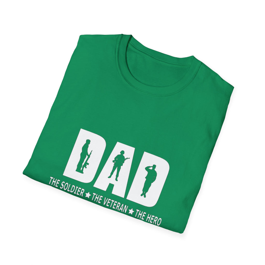 Dad Hero Unisex T-Shirt, Softstyle Apparel for Father's Day, Veteran Recognition, Family Events, Casual Wear
