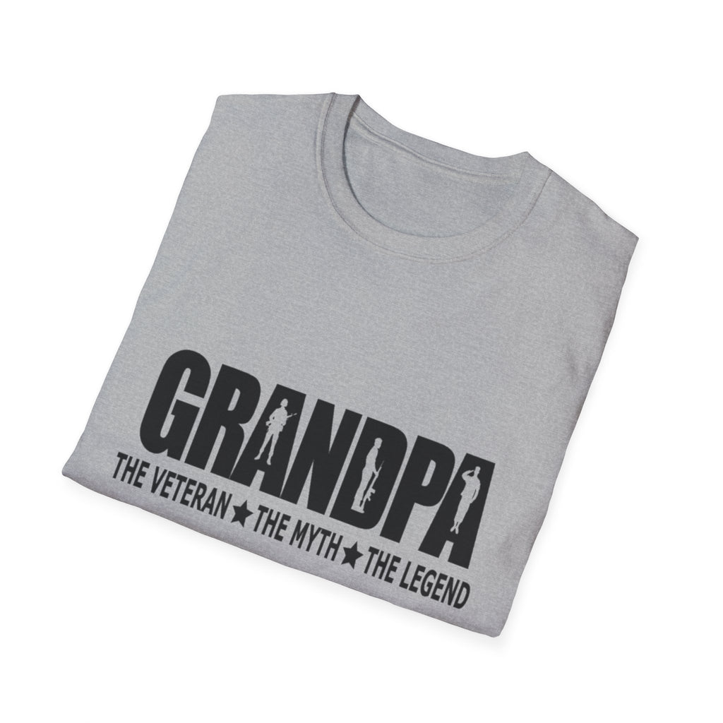 Grandpa The Veteran Myth Legend T-Shirt | Gift for Father's Day, Birthday, Casual Wear, Grandparent's Day, Softstyle Tee