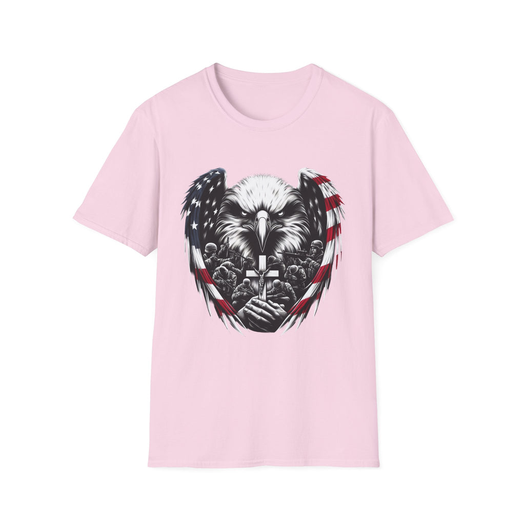 Patriotic Eagle T-Shirt, Unisex Softstyle Tee, 4th of July, Veteran's Day Gift, Americana Apparel, Casual Wear