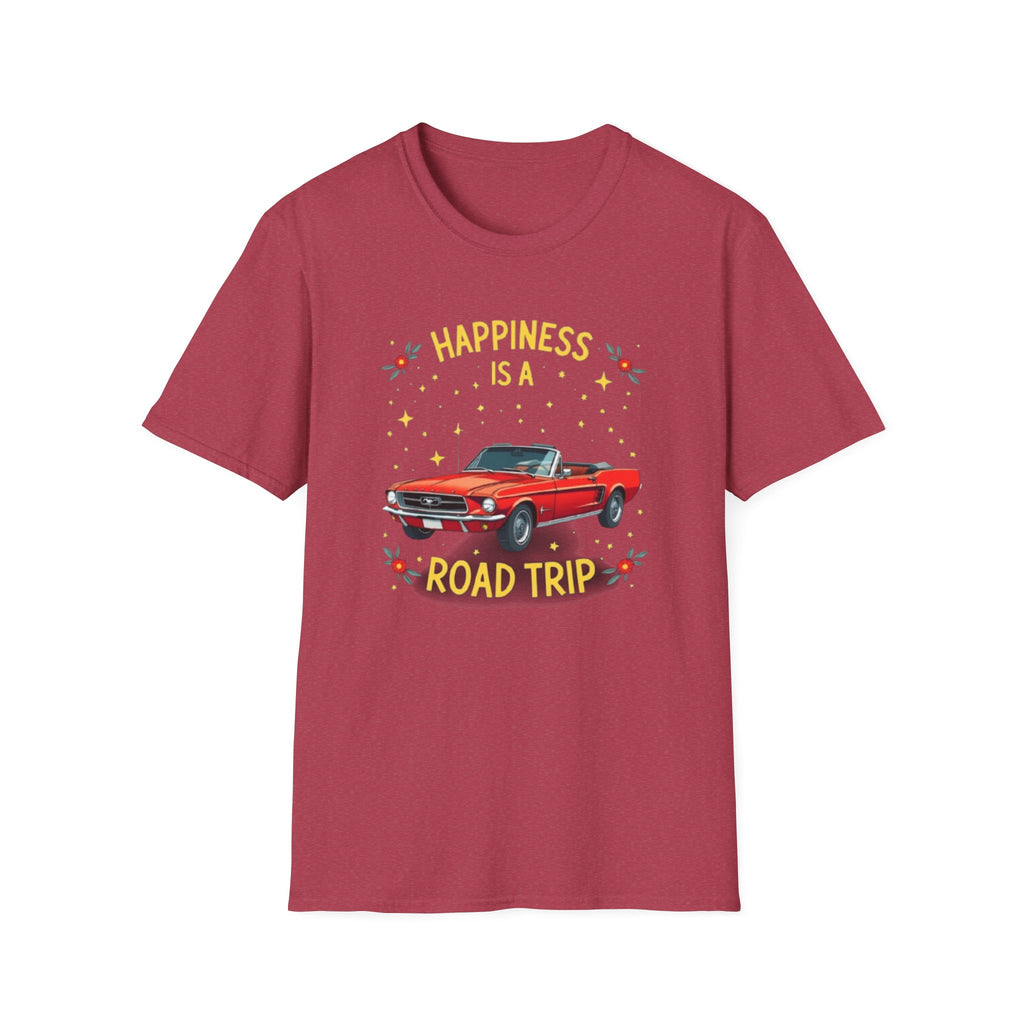 Retro Road Trip Unisex Softstyle T-Shirt - Happiness is a Road Trip Tee, Summer Adventure Shirt, Car Lovers Gift, Vacation Wear, [...]