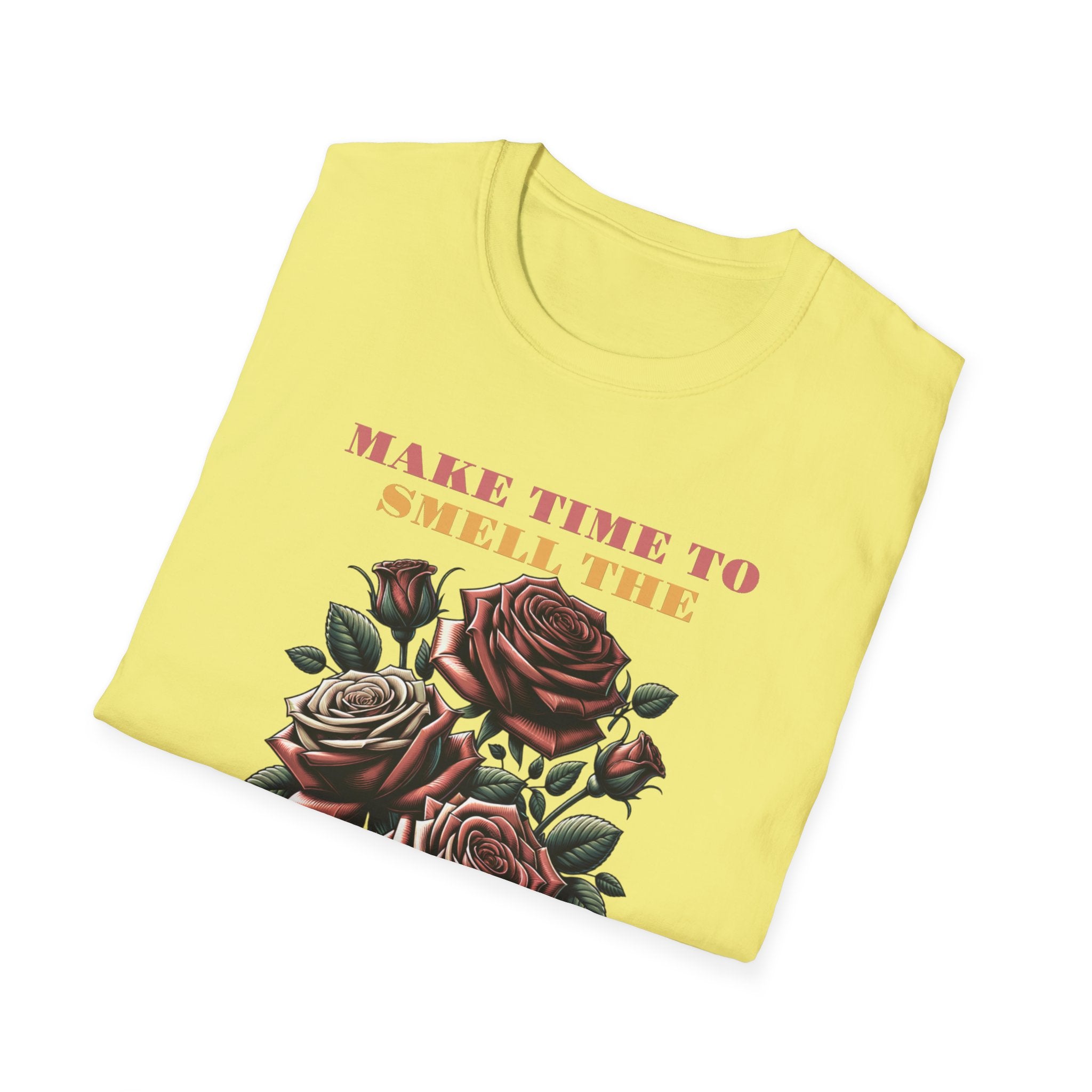 Vintage Floral T-Shirt, Make Time to Smell the Roses Tee, Gift for Plant Lovers, Unisex Gift, Nature Lover Shirt, Eco-Friendly Apparel