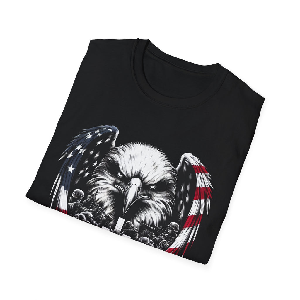 Patriotic Eagle T-Shirt, Unisex Softstyle Tee, 4th of July, Veteran's Day Gift, Americana Apparel, Casual Wear